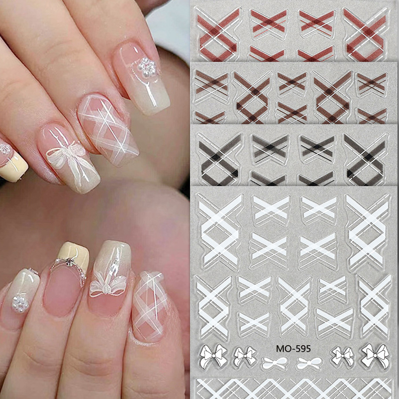 Y2K Tech Accessories - 1pc 흰색 Bowknot 네일 아트 장식