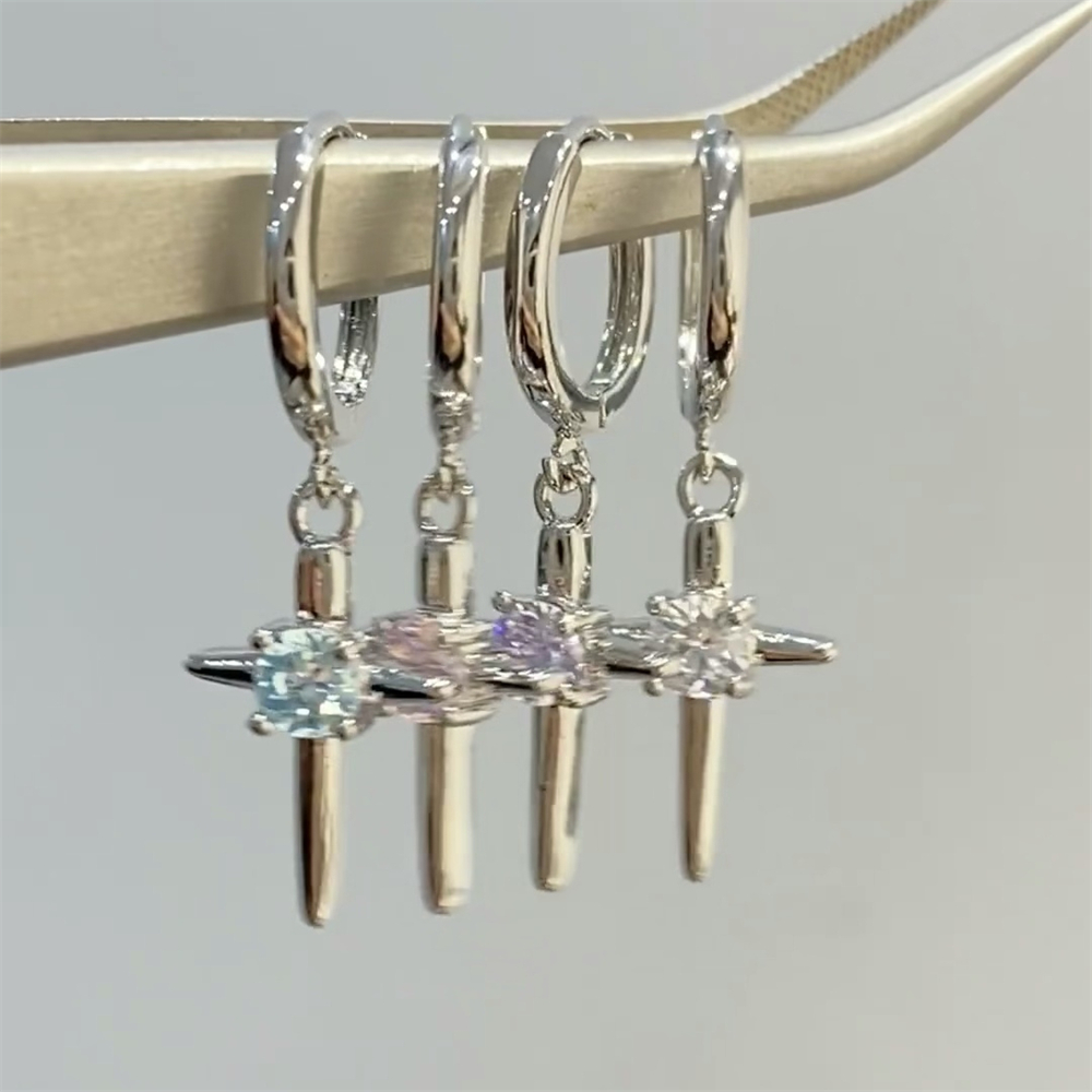 1 Pcs 블링 지르콘 크로스 드롭 귀 뼈 네일 316 - Y2K Tech Accessories 리뷰 및 가격