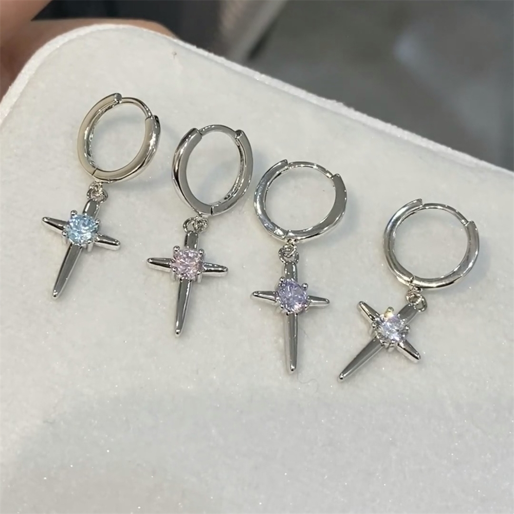 1 Pcs 블링 지르콘 크로스 드롭 귀 뼈 네일 316 - Y2K Tech Accessories 리뷰 및 가격