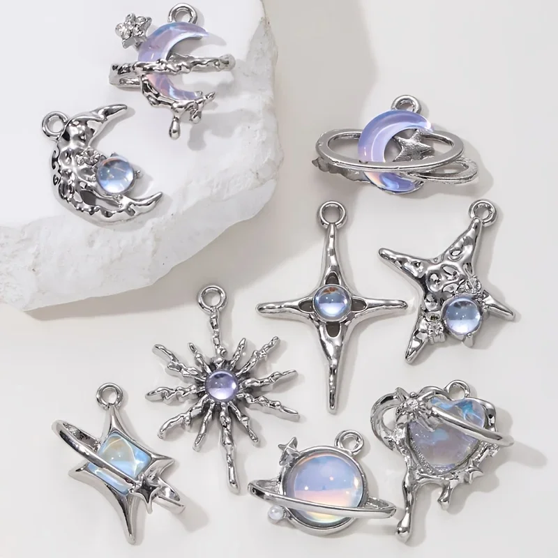 9pcs 새로운 스타 문 에나멜 매력 DIY 수제 결과 - Y2K Tech Accessories 리뷰 및 가격