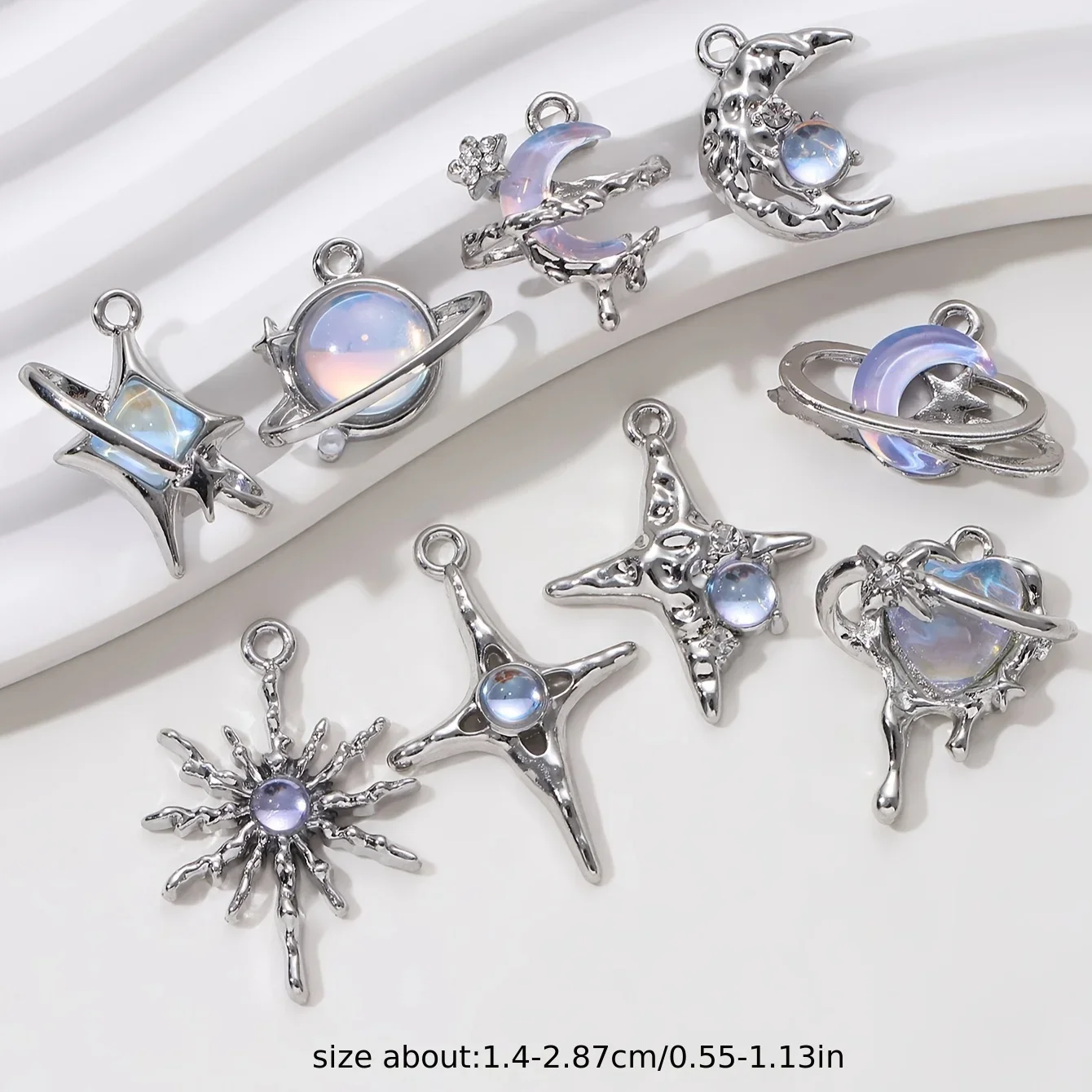 9pcs 새로운 스타 문 에나멜 매력 DIY 수제 결과 - Y2K Tech Accessories 리뷰 및 가격