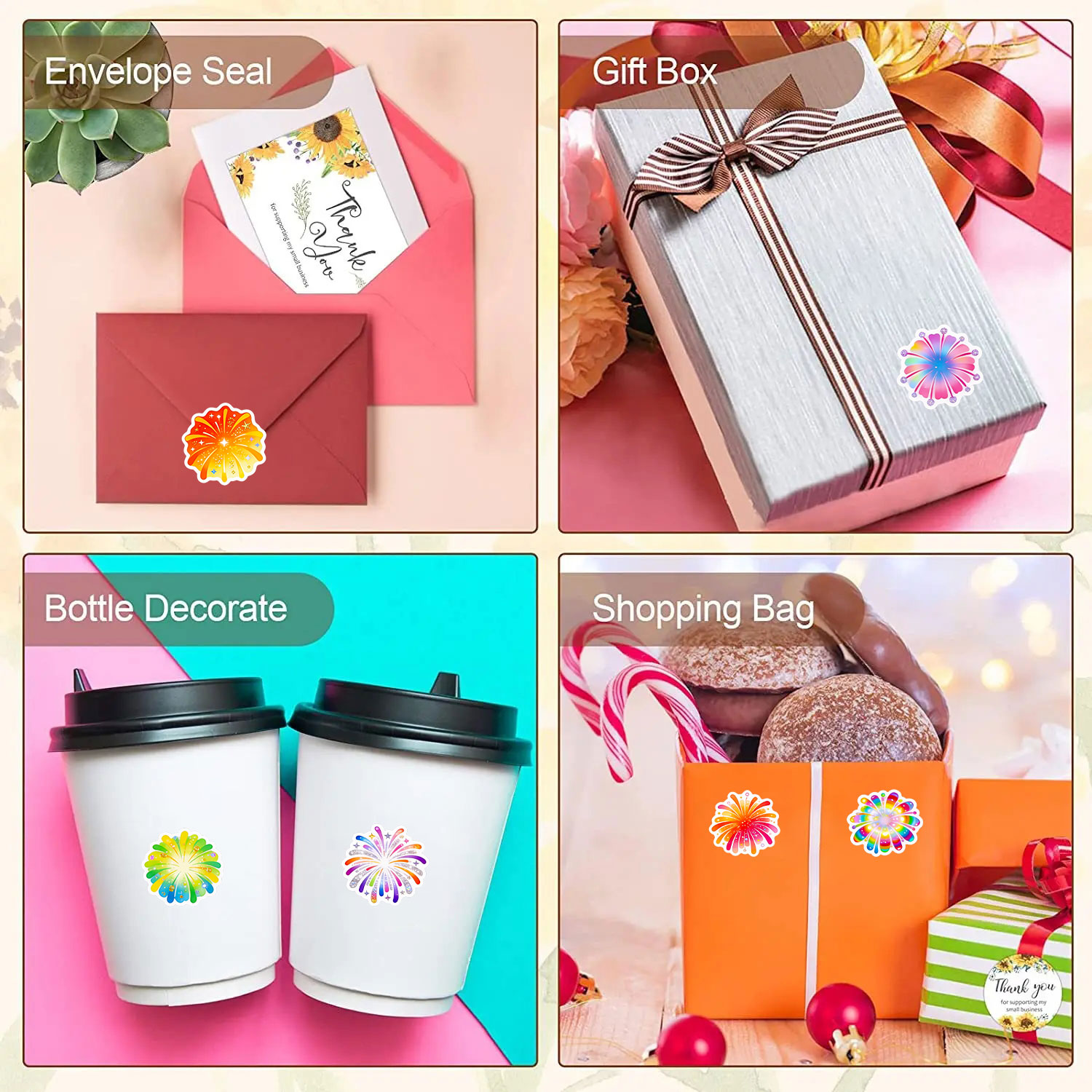 500Pcs 만화 화려한 불꽃놀이 스티커 롤 1'' 아 - Tech Accessories To Gift 리뷰 및 가격