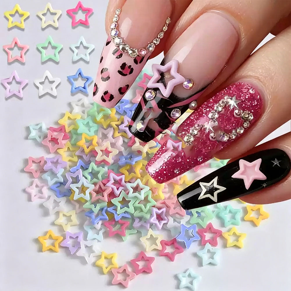 50/100Pcs 캔디 컬러 8mm 할로우 스타 네일  - Y2K Tech Accessories 리뷰 및 가격