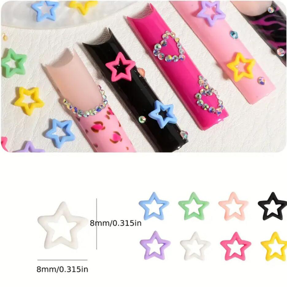 50/100Pcs 캔디 컬러 8mm 할로우 스타 네일  - Y2K Tech Accessories 리뷰 및 가격