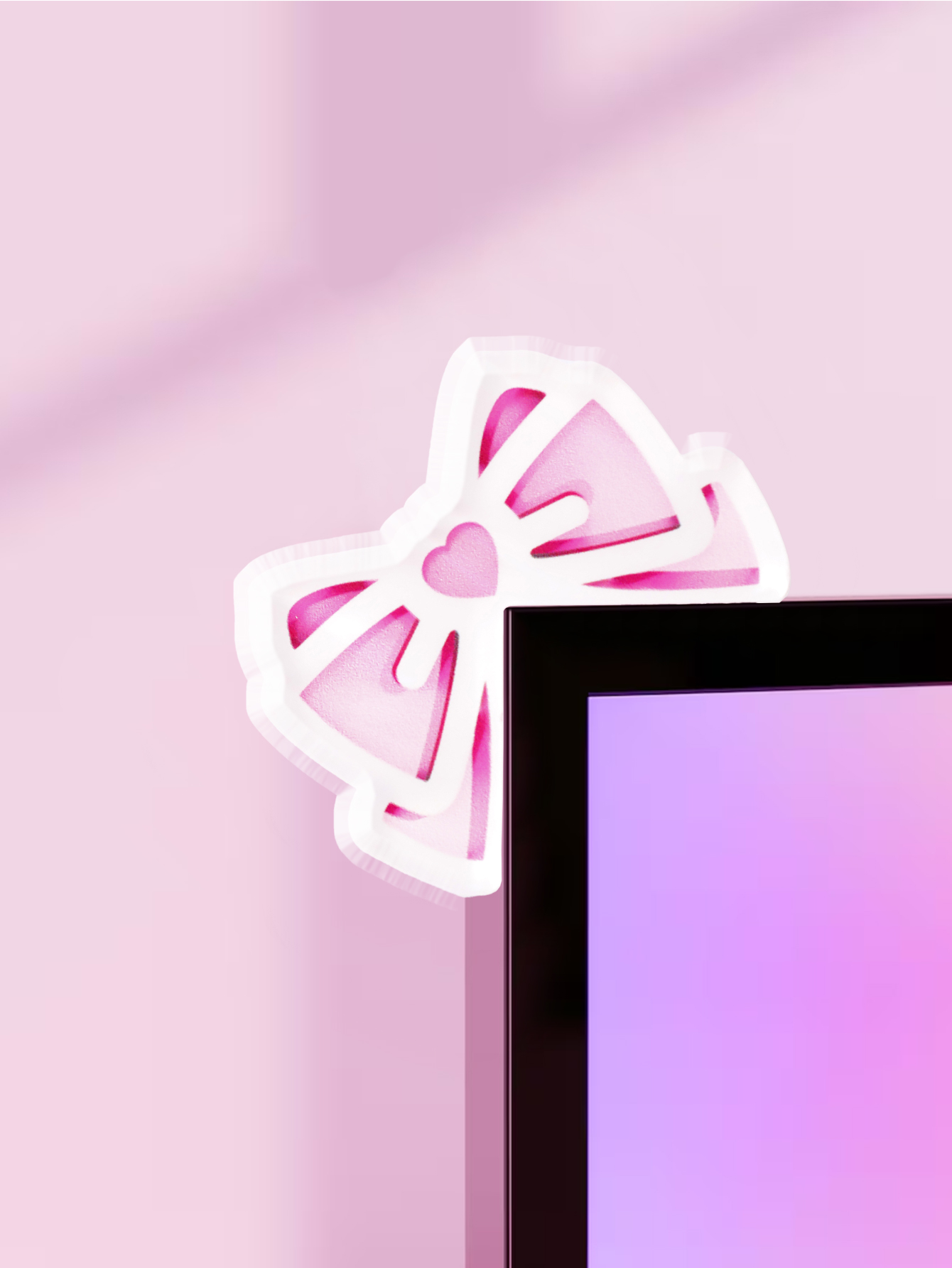 귀여운 리본 모니터 장식 핑크 아크릴 리본 PC 액세서 - Tech Desktop Accessories 리뷰 및 가격